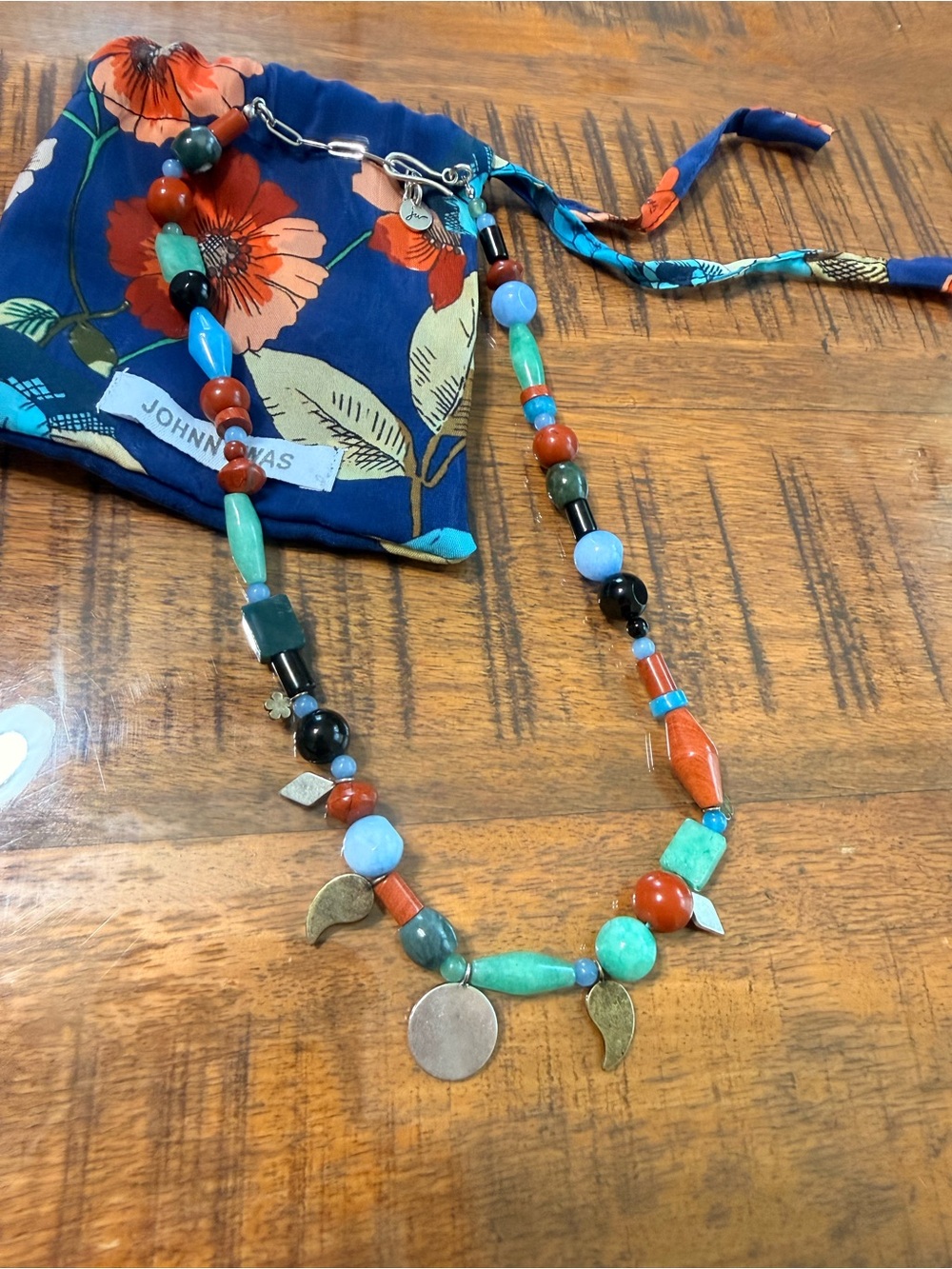 Johnny Was Paisley Evil Eye Charm and Gemstone Necklace - Picture 3 of 6